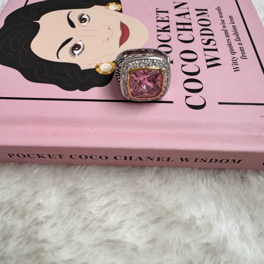 Elegant Pink and Silver Statement Ring